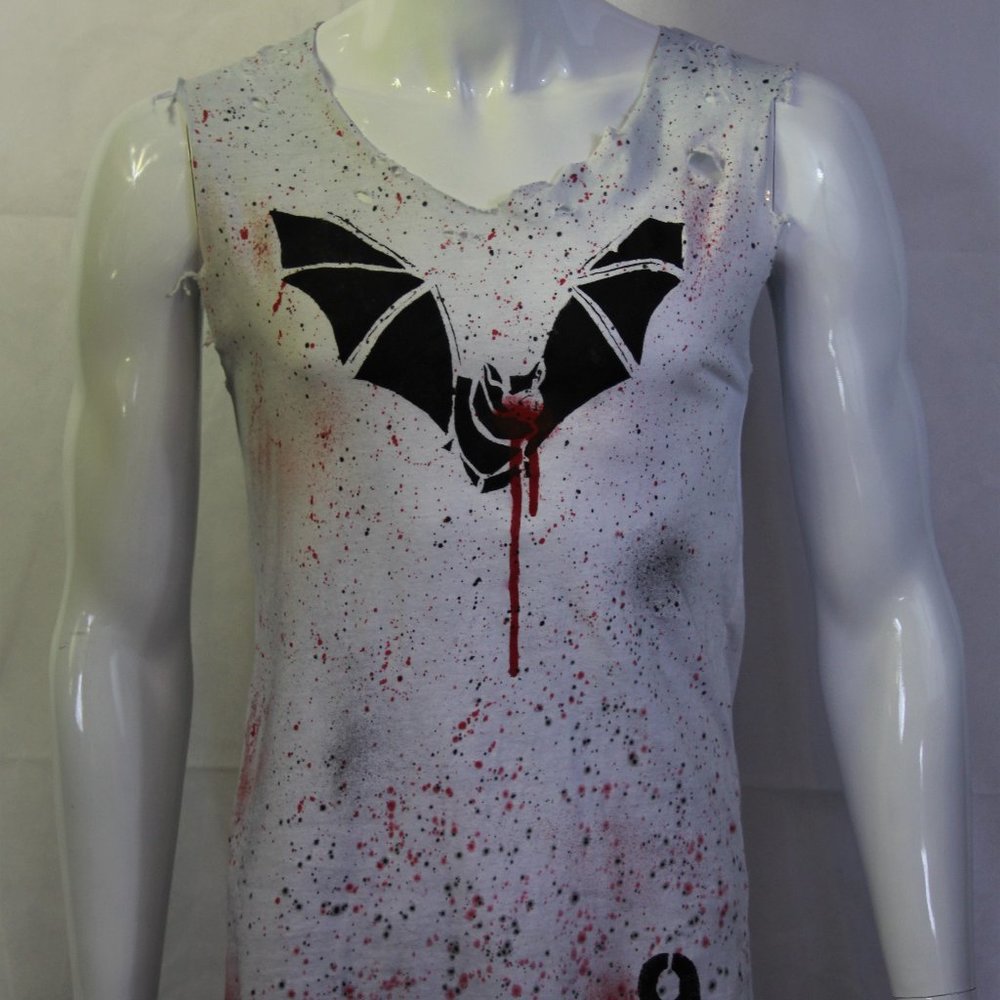 Vampire Bat Blood T-shirt Handmade Distressed